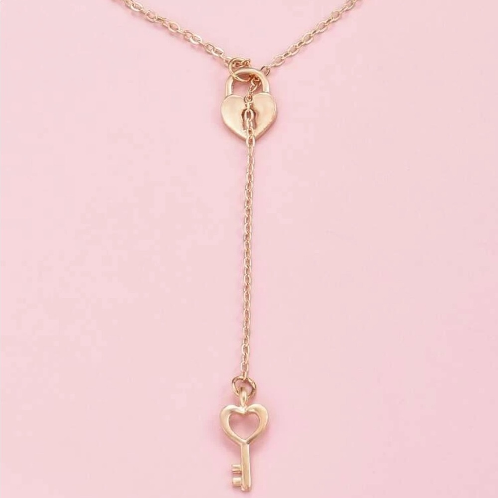 • Giselle •  Lock + Key Lariat Necklace - Picture 3 of 4